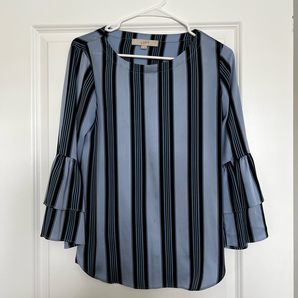 Loft Striped Bell Sleeve Top - size XS